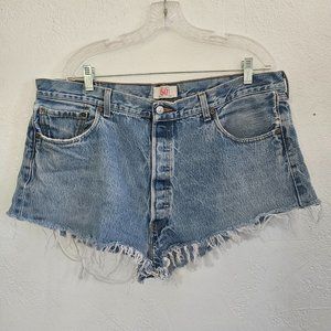 Levis 501 Button Fly Cutoff Jean shorts 42W Cotton Distressed Booty Shorts DIY